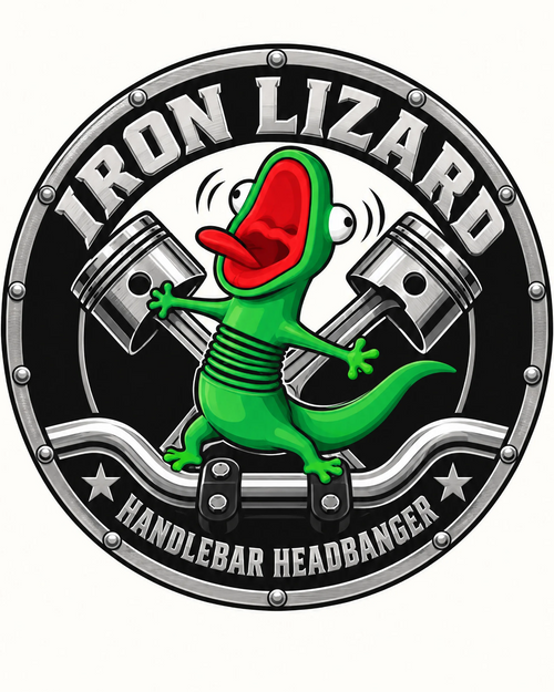 Iron Lizard — Handlebar Headbanger logo